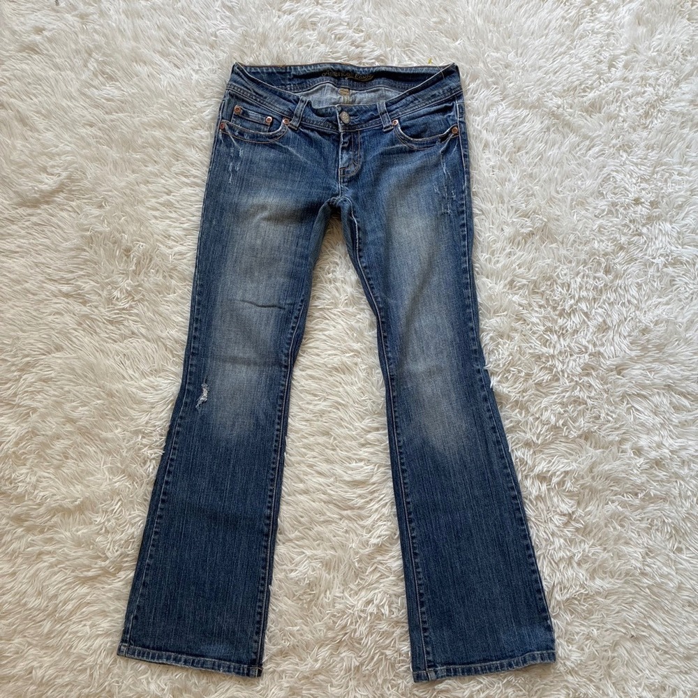 Y2K American Eagle Artist Flare Jeans Size 8 Regular Low Rise Stretch